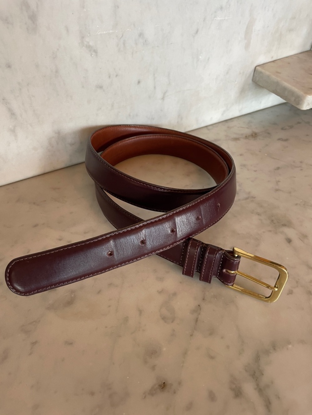 COACH Burgundy Leather Belt with Brass Buckle 40